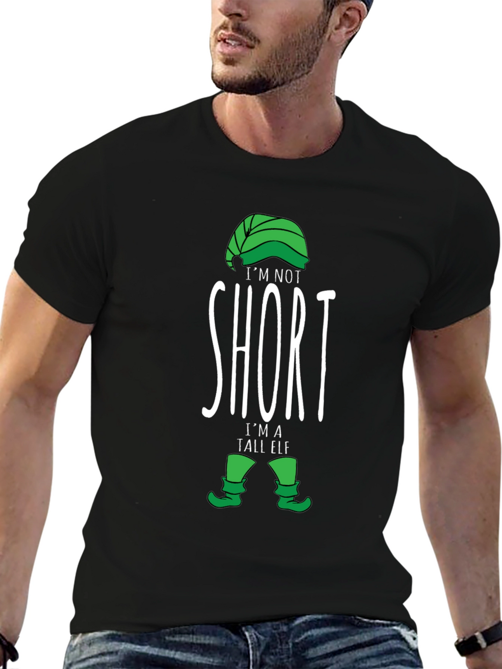 Funny Tall Elf T-Shirt - Holiday Novelty Tee