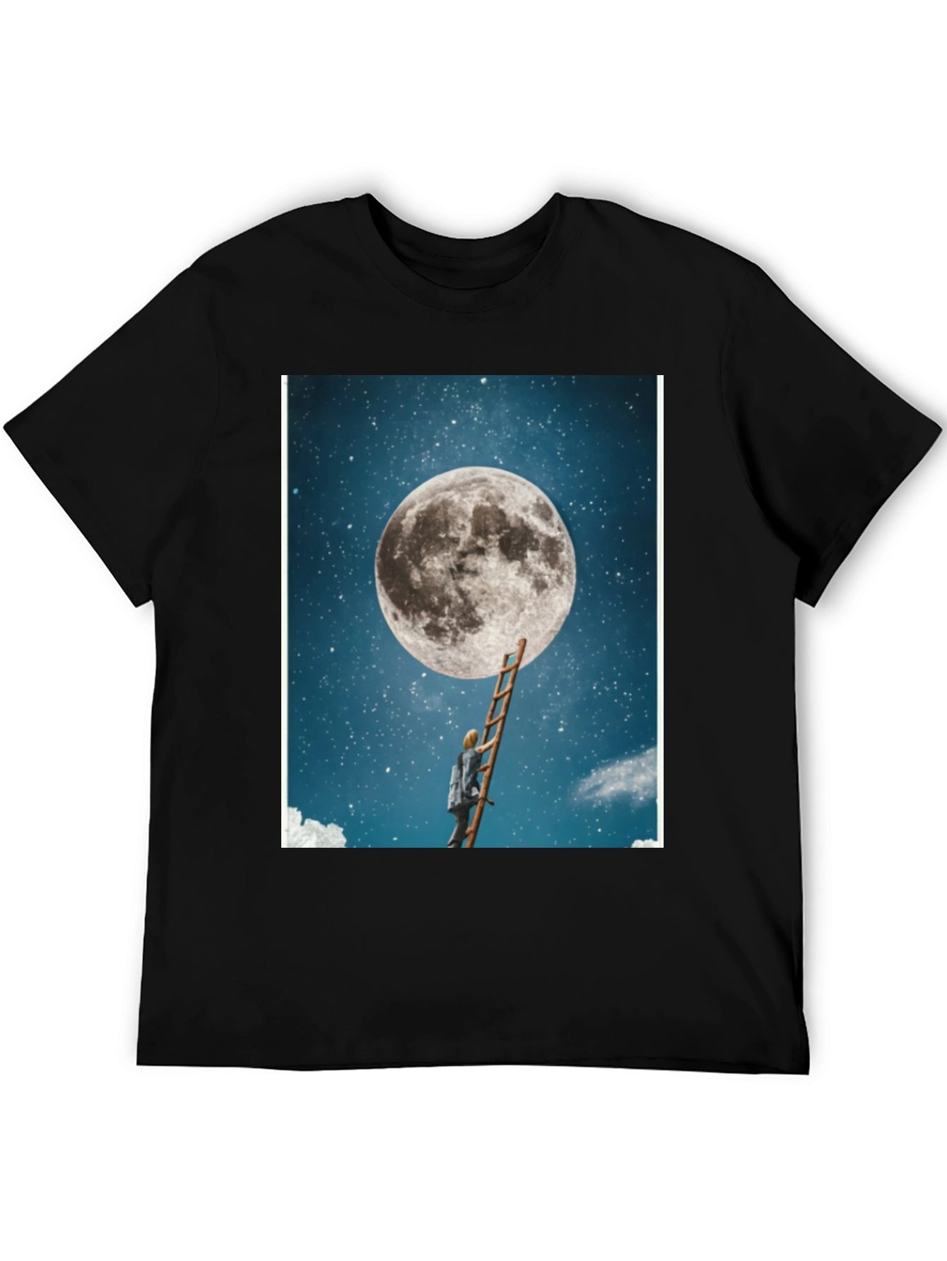 Moon Ladder Graphic T-Shirt - Black