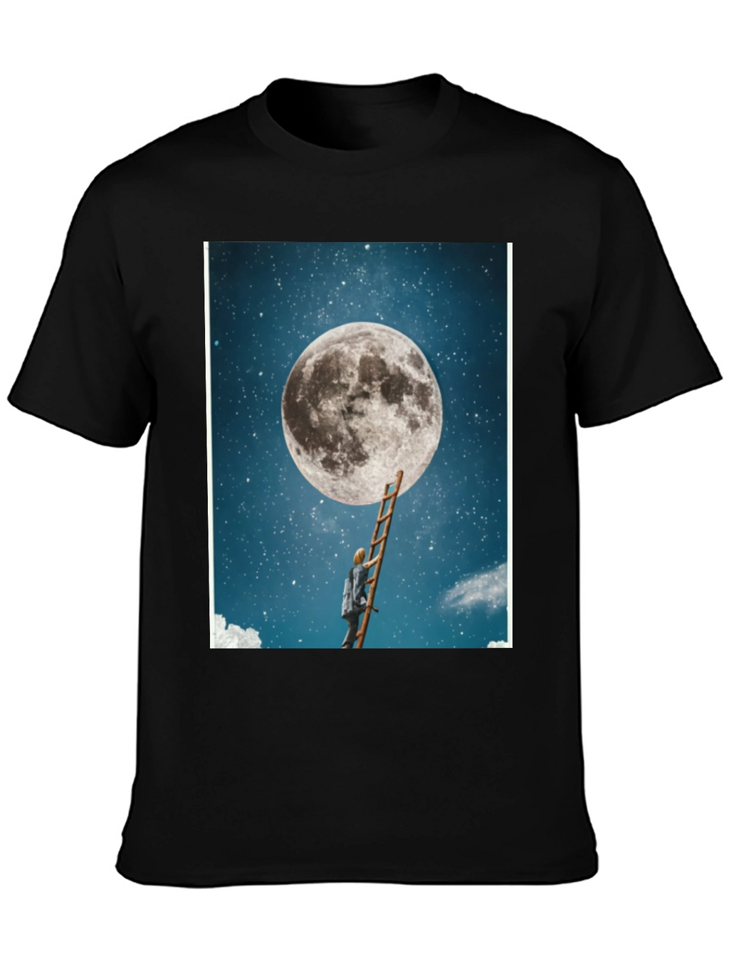 Moon Ladder Graphic T-Shirt - Black