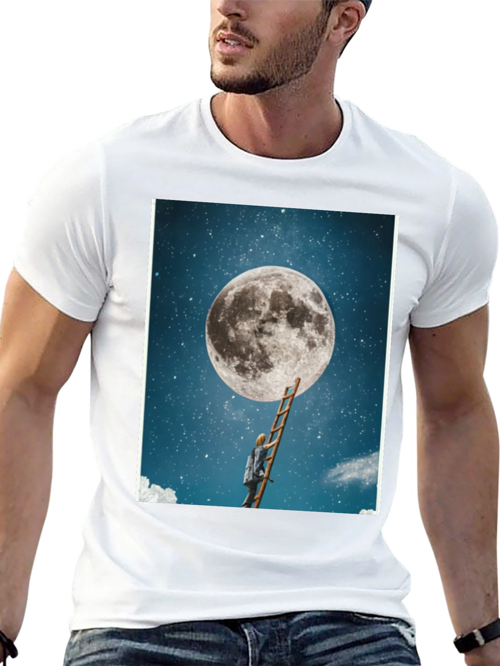 Moon Ladder Graphic T-Shirt - Black