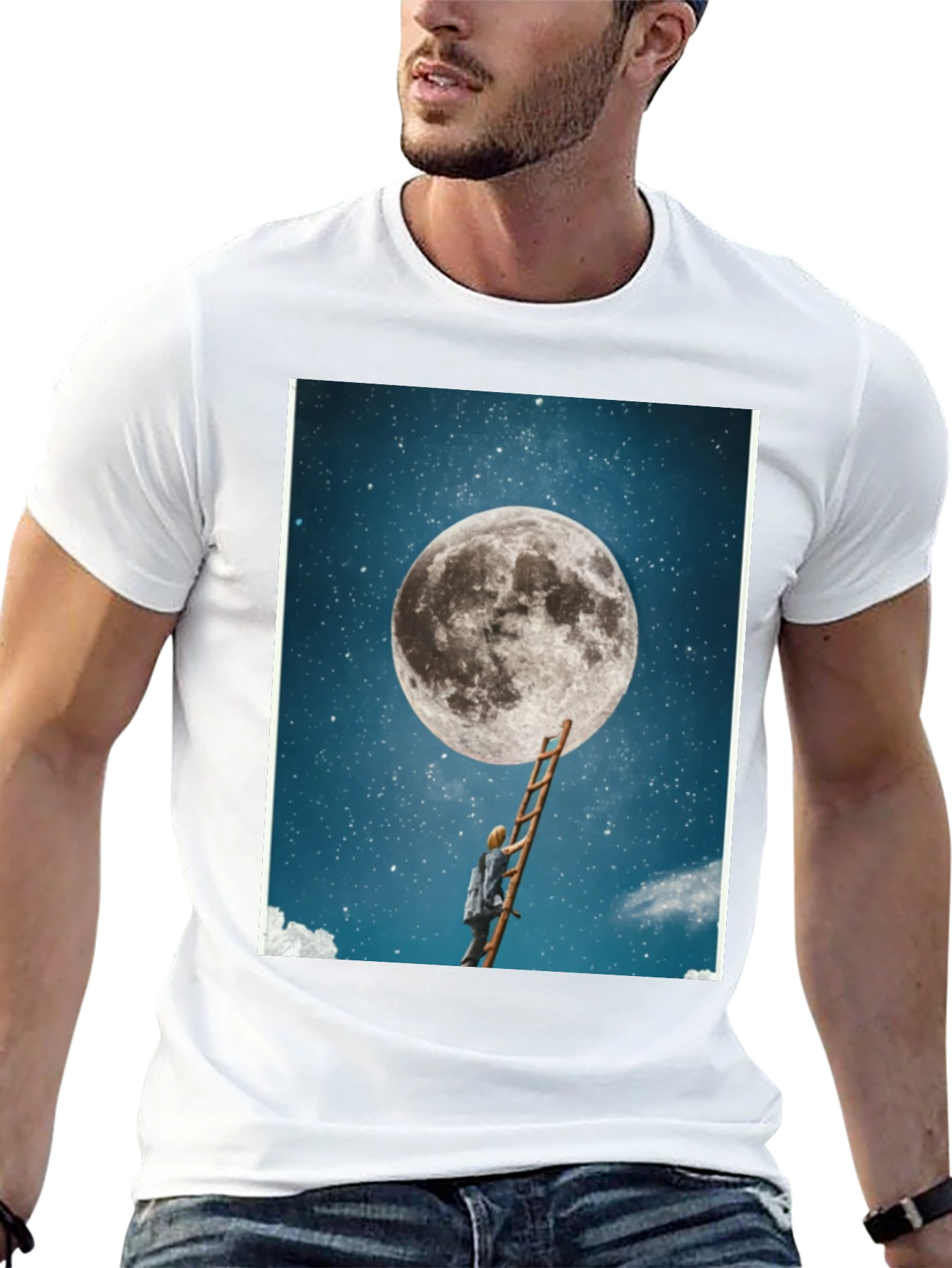 Moon Ladder Graphic T-Shirt - Black