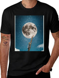 Moon Ladder Graphic T-Shirt - Black