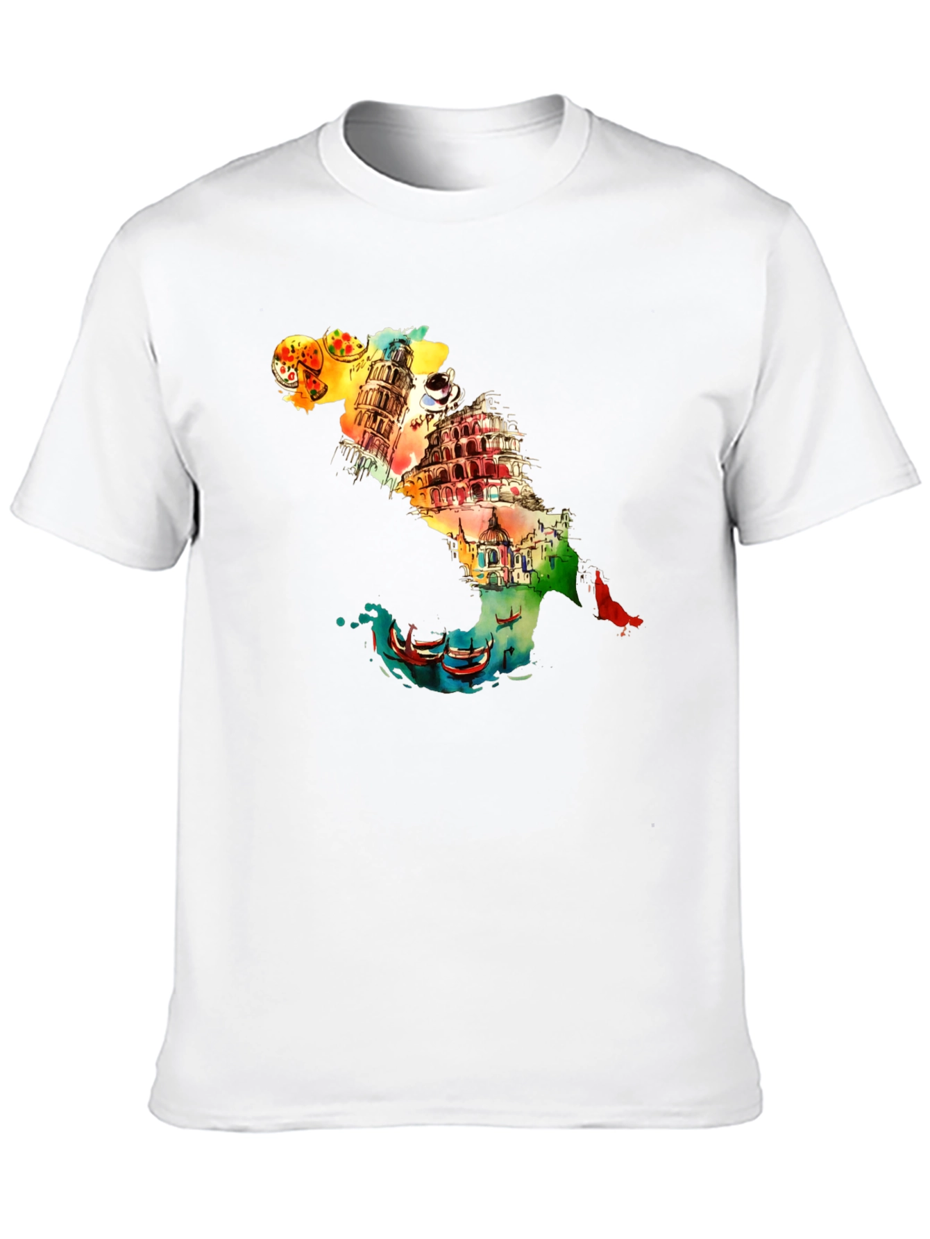 Italy Landmark Graphic Black T-Shirt