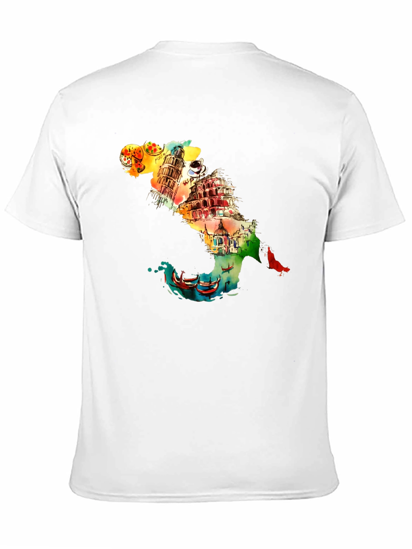 Italy Landmark Graphic Black T-Shirt