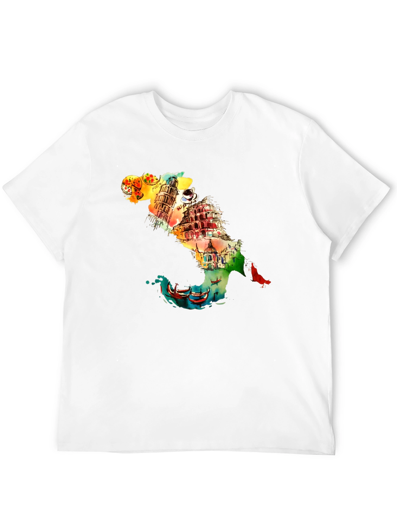 Italy Landmark Graphic Black T-Shirt