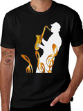Saxophone Player Graphic Tee - Cool Jazz Music Shirt