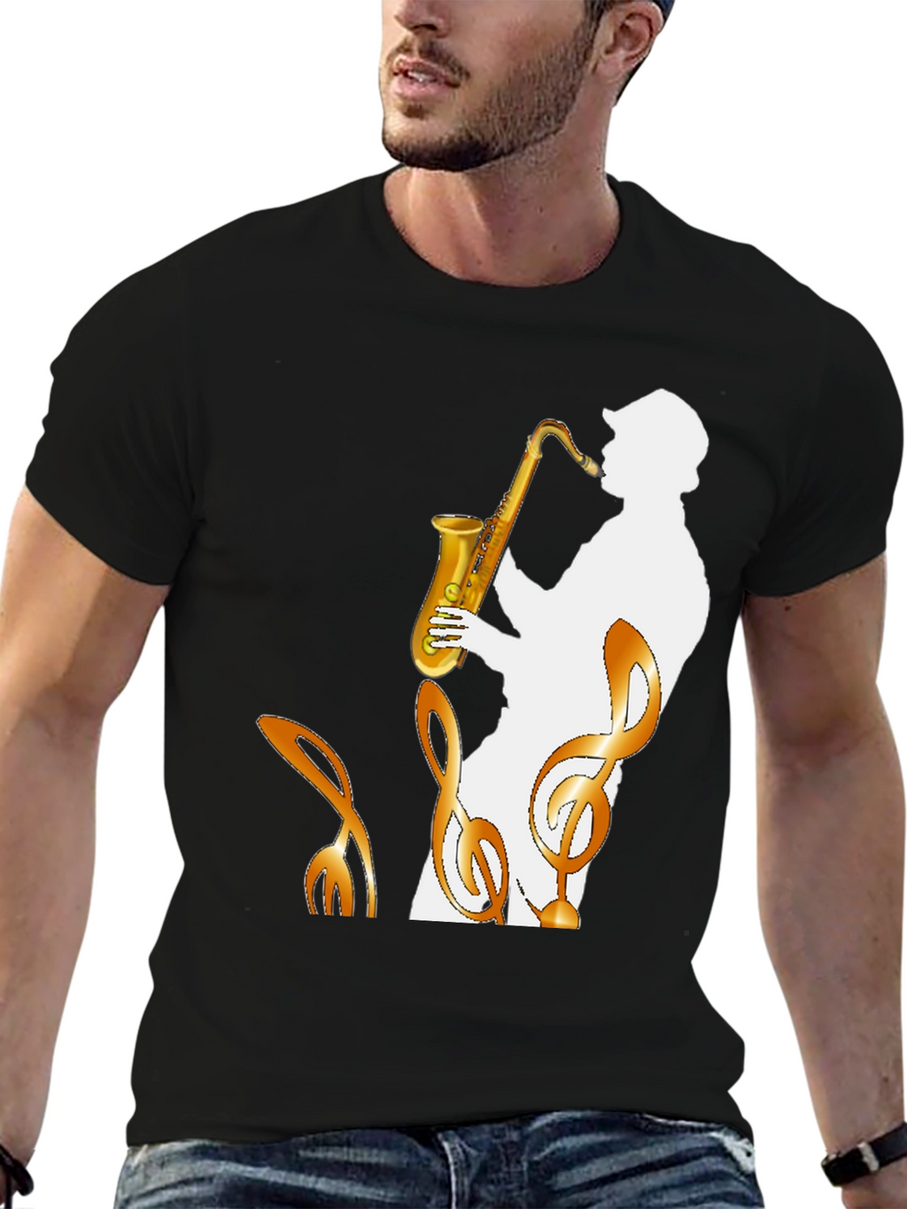 Saxophone Player Graphic Tee - Cool Jazz Music Shirt