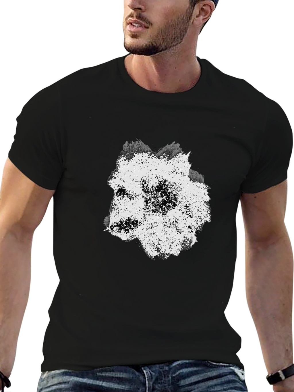 Abstract Wolf Graphic Black T-Shirt for Men
