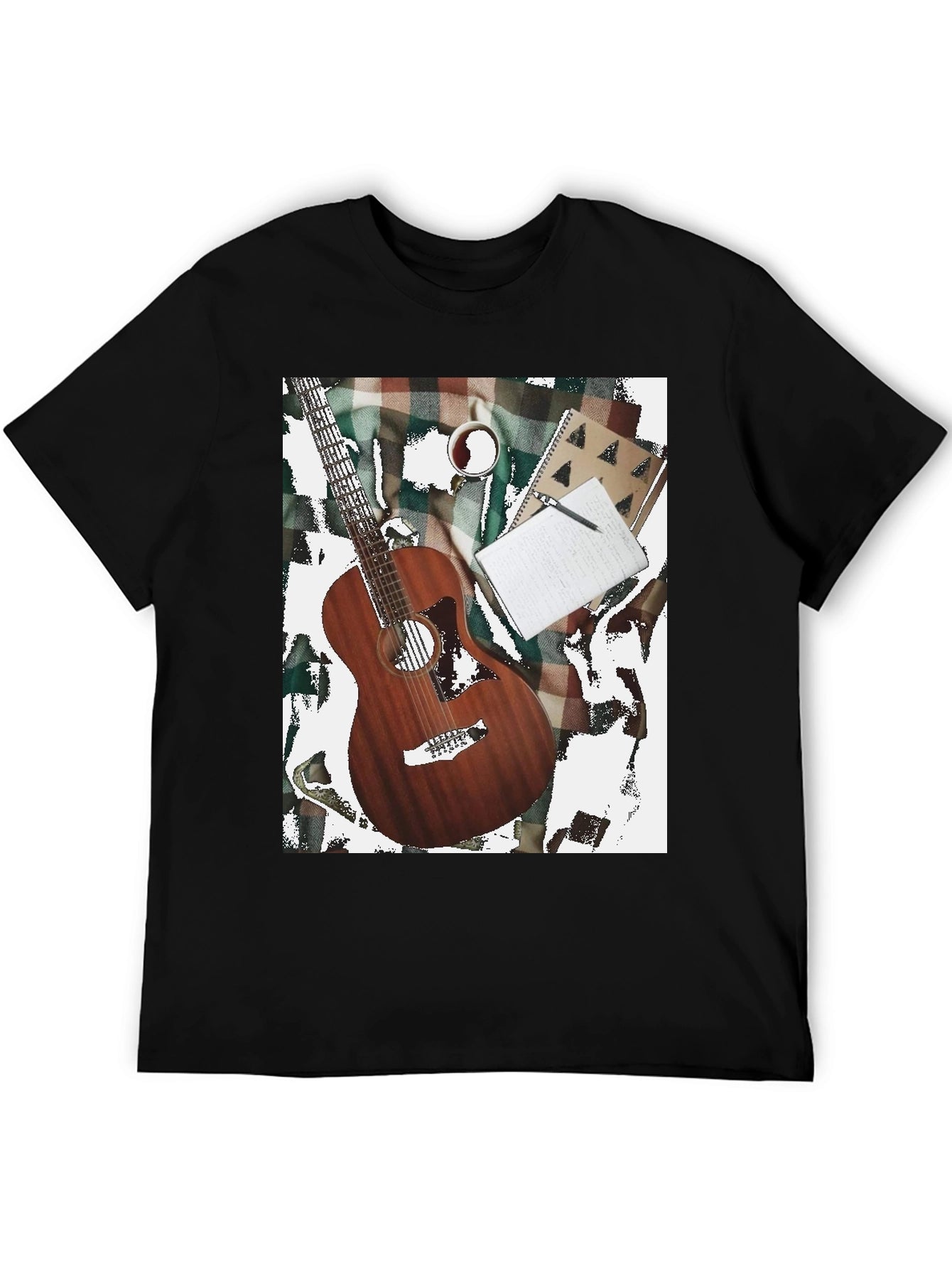 Guitar Coffee and Notebook T-Shirt