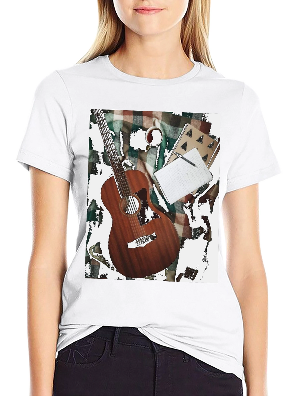 Guitar Coffee and Notebook T-Shirt