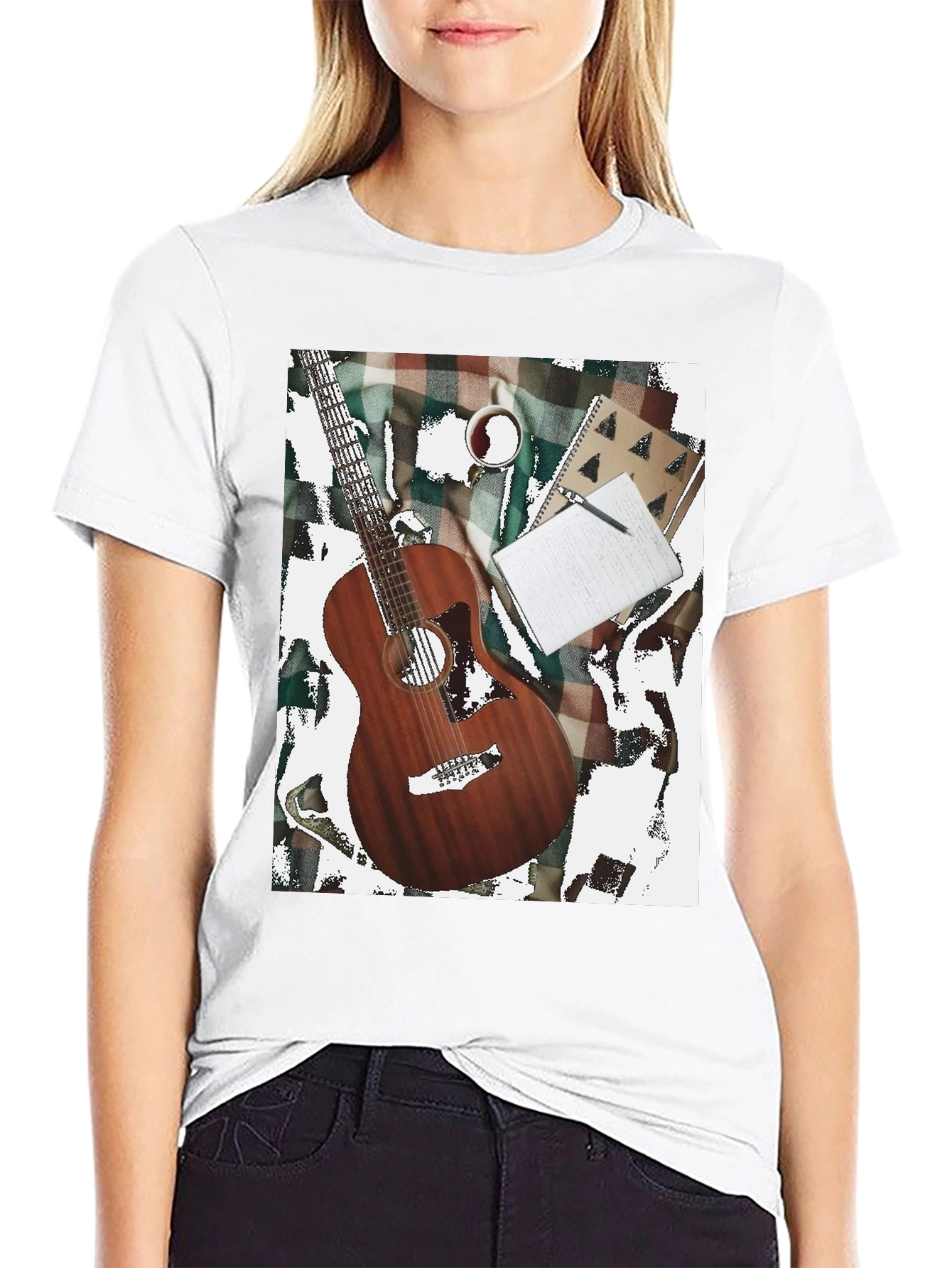 Guitar Coffee and Notebook T-Shirt