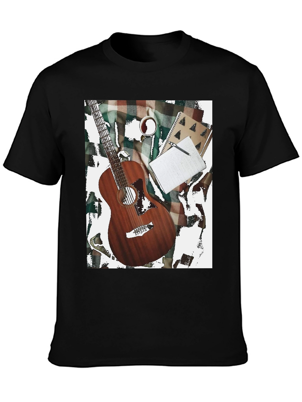 Guitar Coffee and Notebook T-Shirt