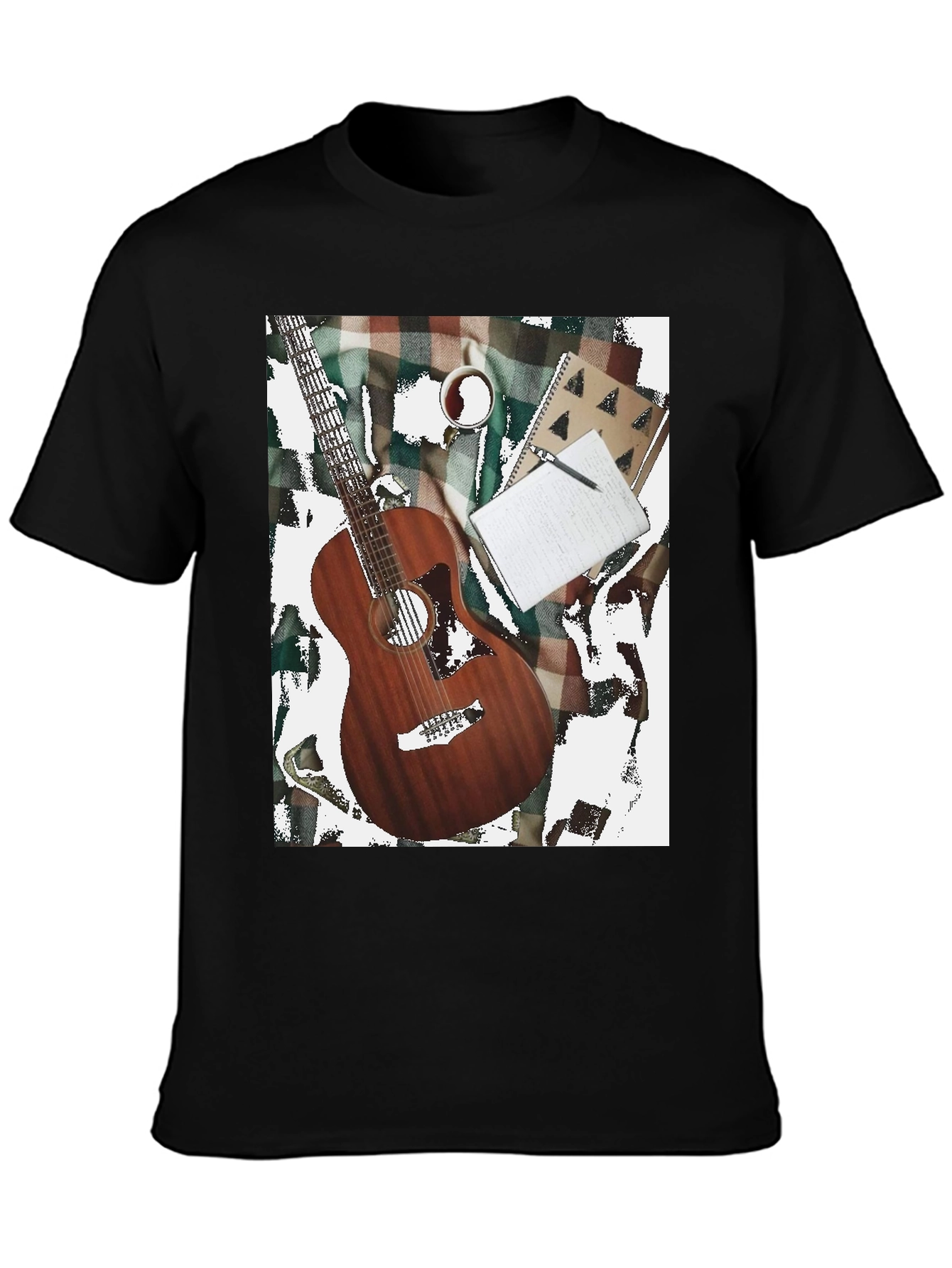 Guitar Coffee and Notebook T-Shirt