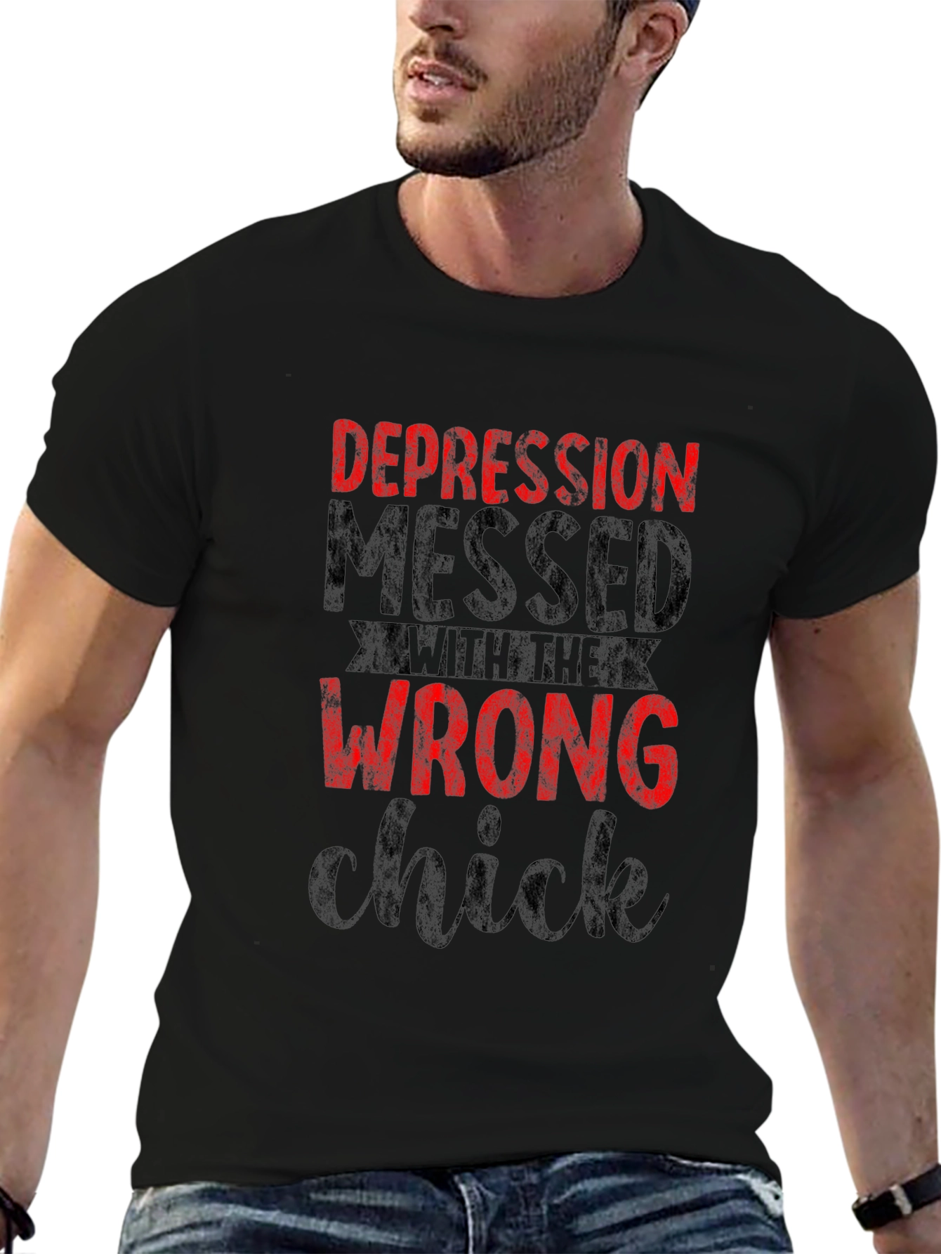 Depression Messed with the Wrong Chick Graphic T-Shirt