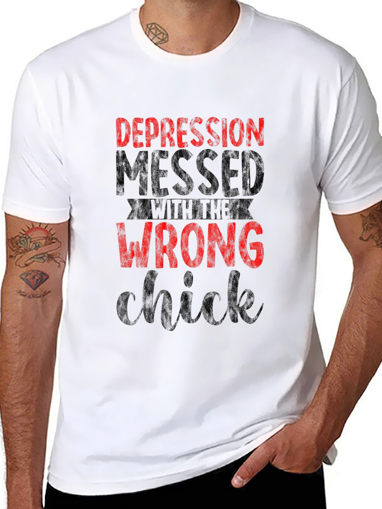 Depression Messed with the Wrong Chick Graphic T-Shirt