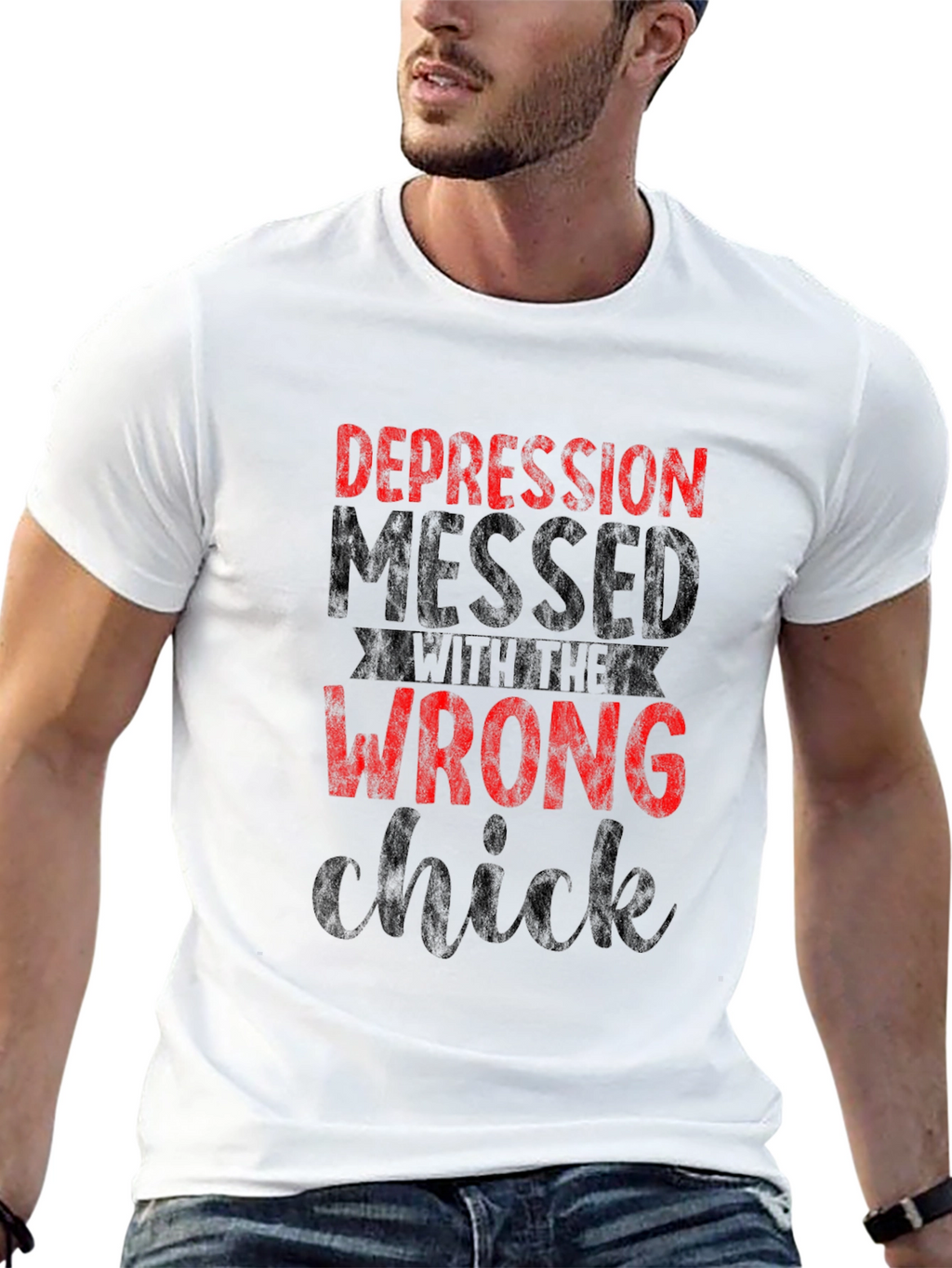 Depression Messed with the Wrong Chick Graphic T-Shirt