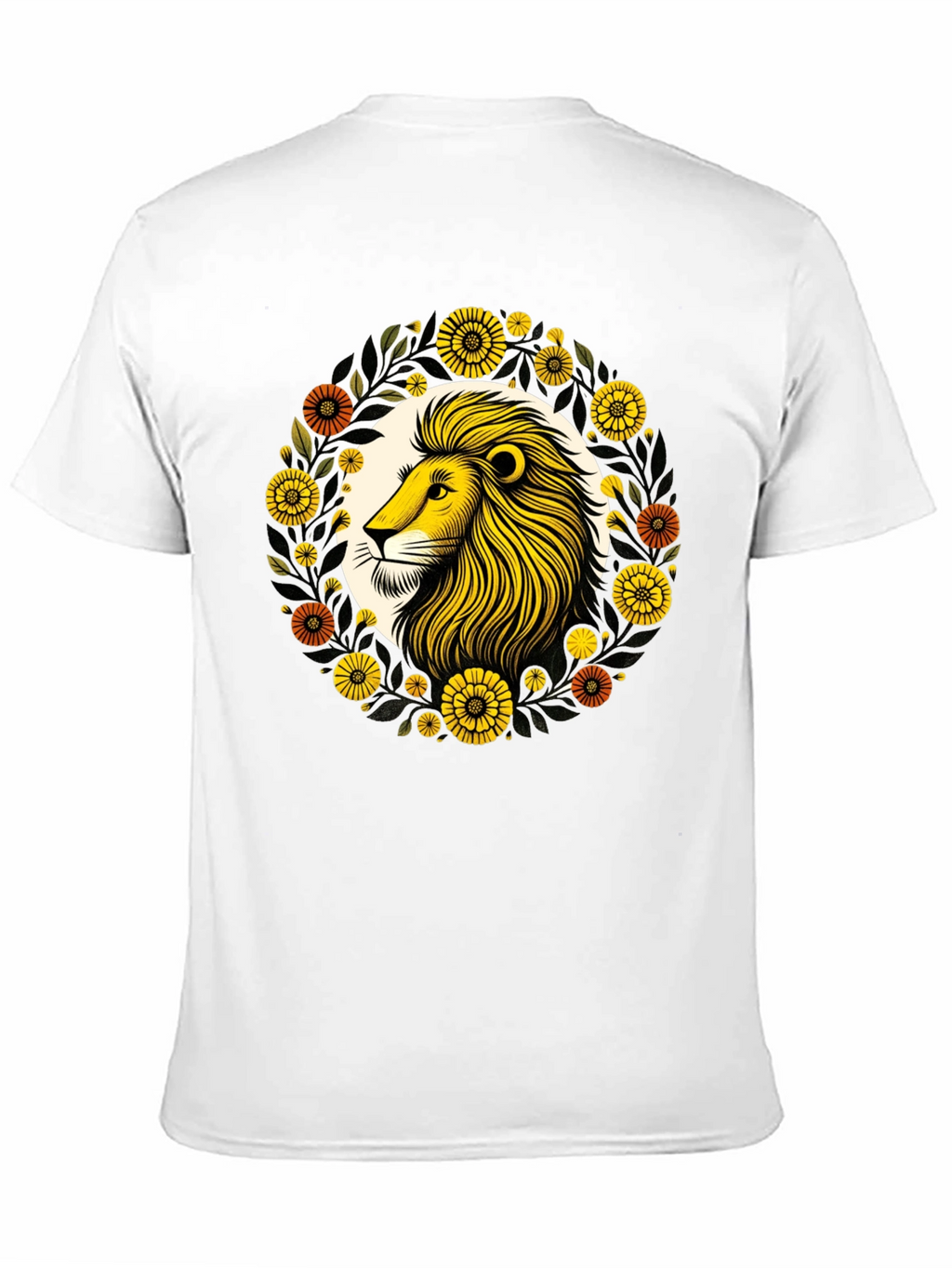 Lion Floral Graphic Black T-Shirt