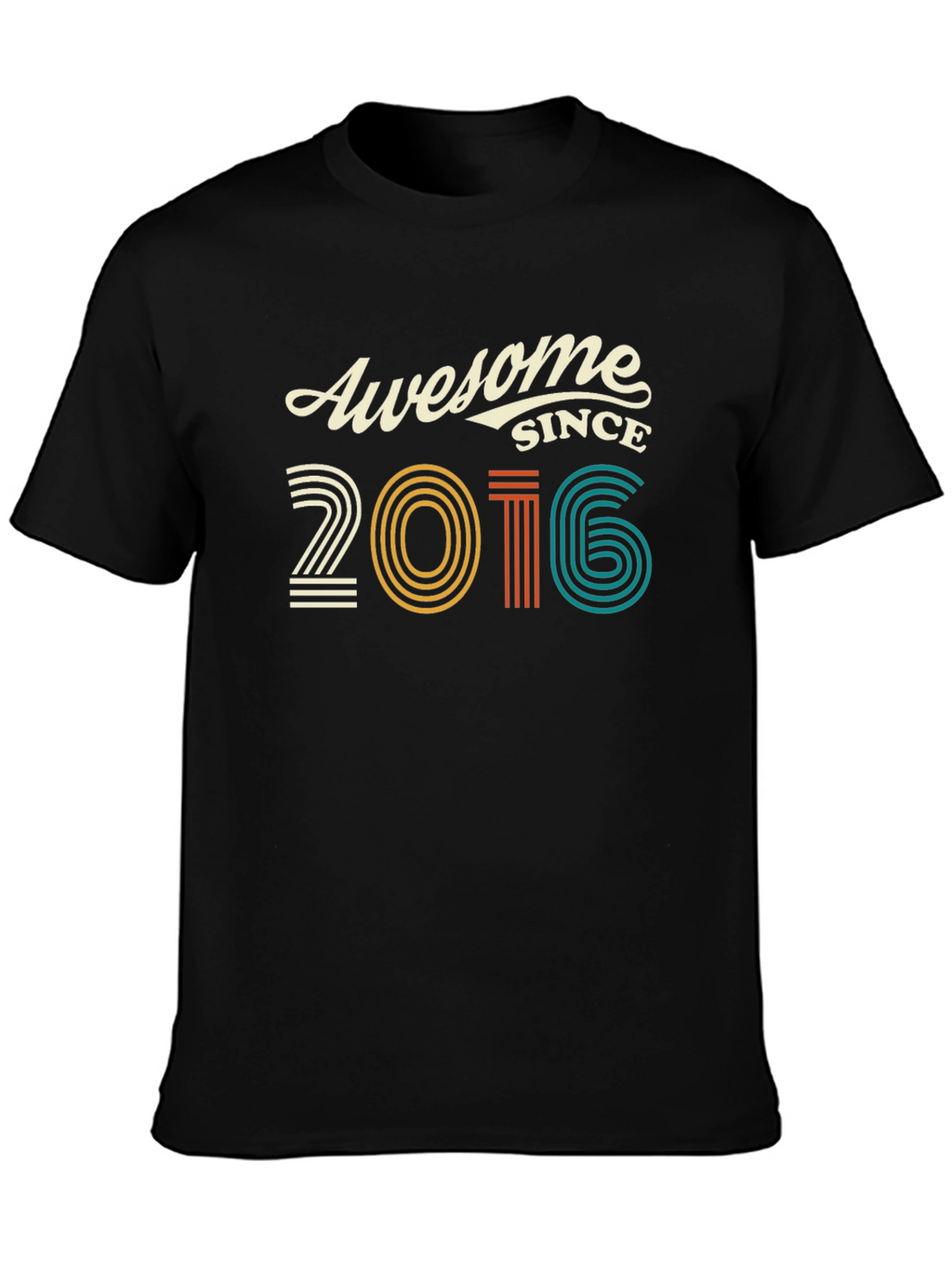 Awesome Since 2016 Graphic Tee - Black Cotton T-Shirt