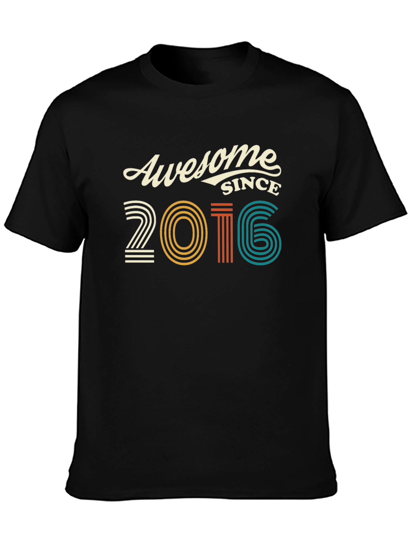 Awesome Since 2016 Graphic Tee - Black Cotton T-Shirt