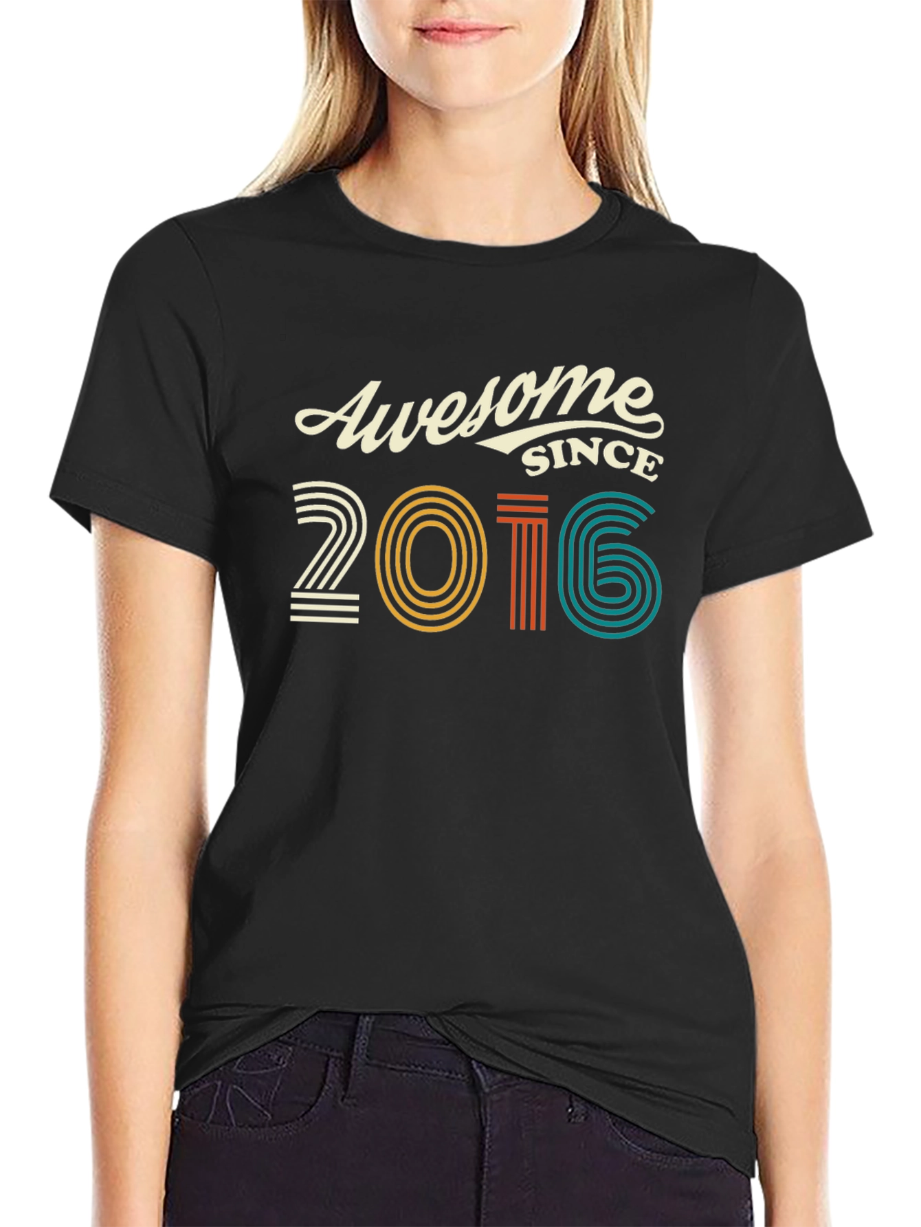 Awesome Since 2016 Graphic Tee - Black Cotton T-Shirt