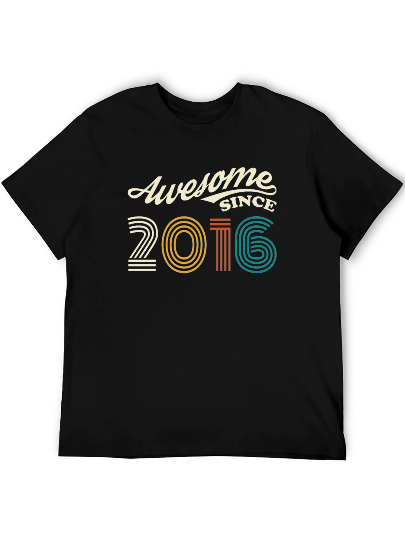Awesome Since 2016 Graphic Tee - Black Cotton T-Shirt
