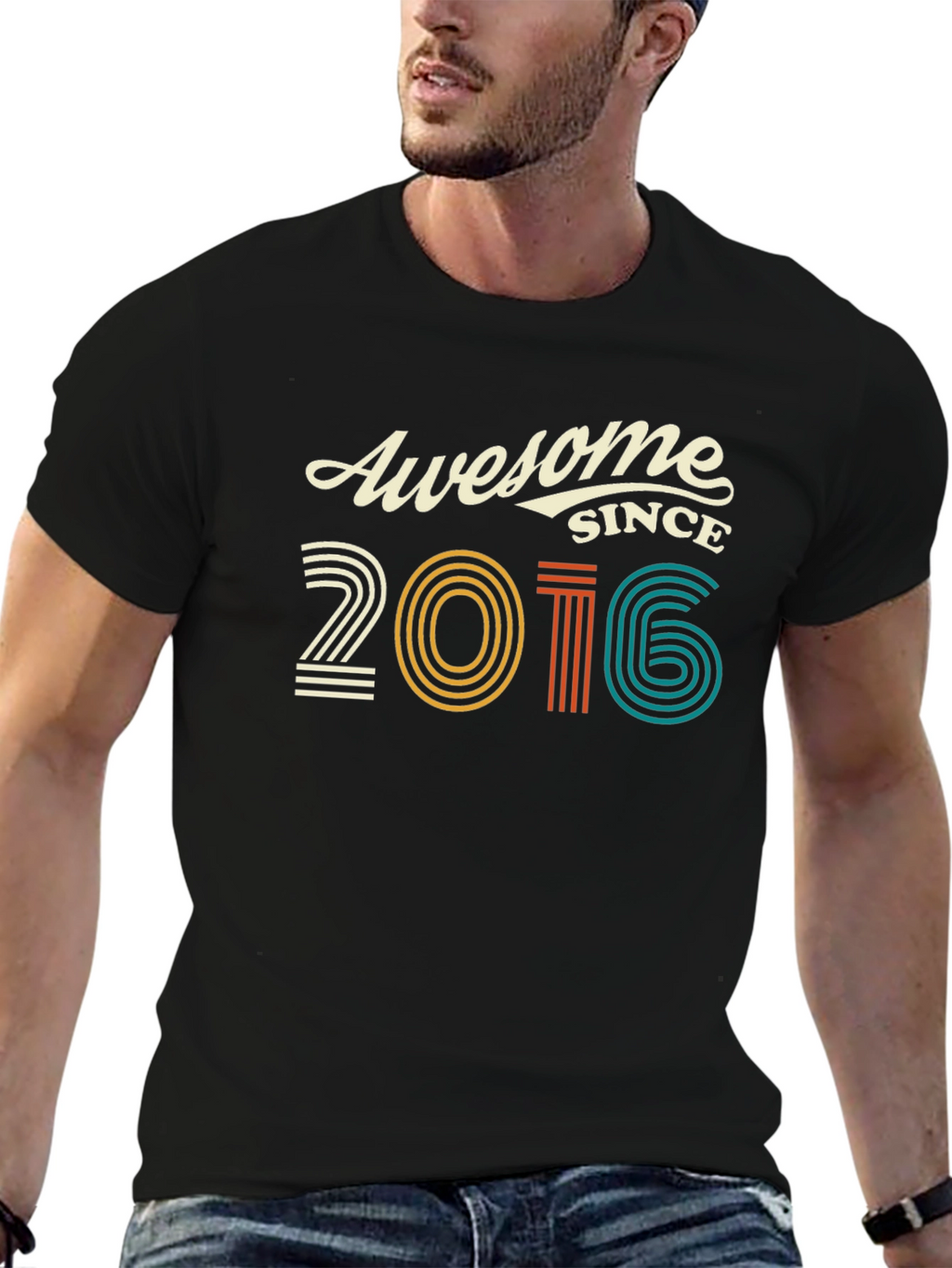 Awesome Since 2016 Graphic Tee - Black Cotton T-Shirt