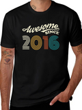 Awesome Since 2016 Graphic Tee - Black Cotton T-Shirt