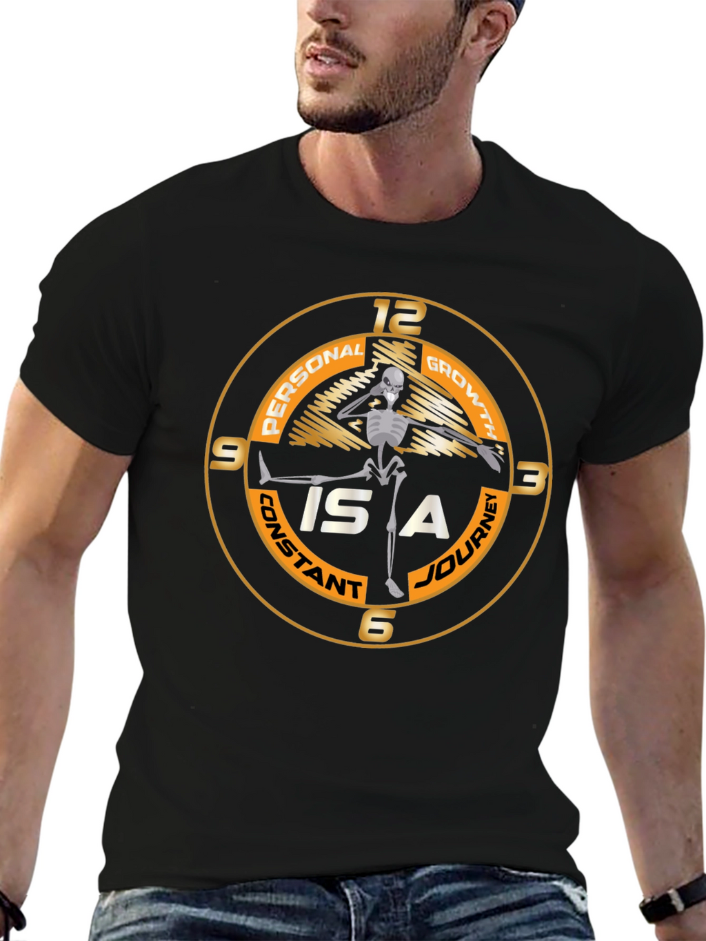 Personal Growth Skeleton Black T-Shirt