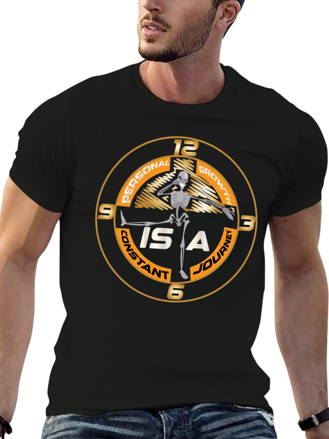 Personal Growth Skeleton Black T-Shirt