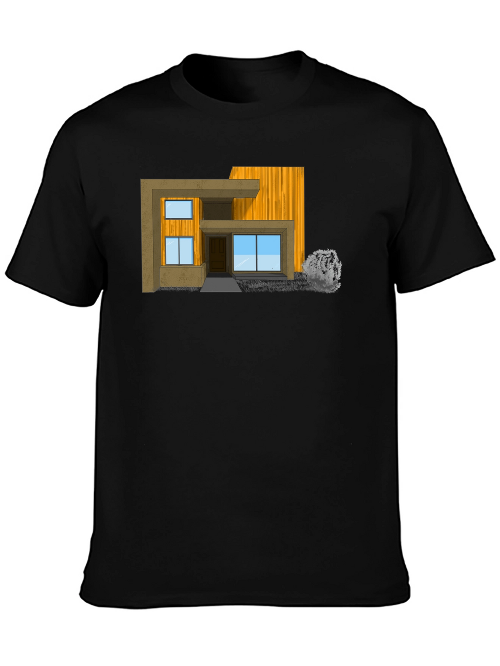 Modern House Graphic Tee - Stylish Black T-Shirt