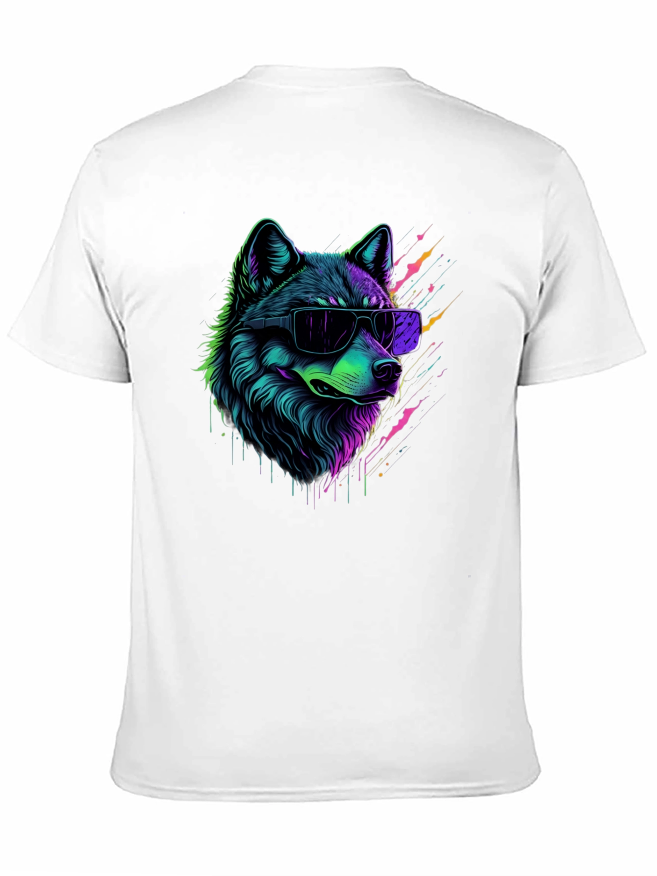 Neon Wolf Graphic T-Shirt - Trendy Animal Tee
