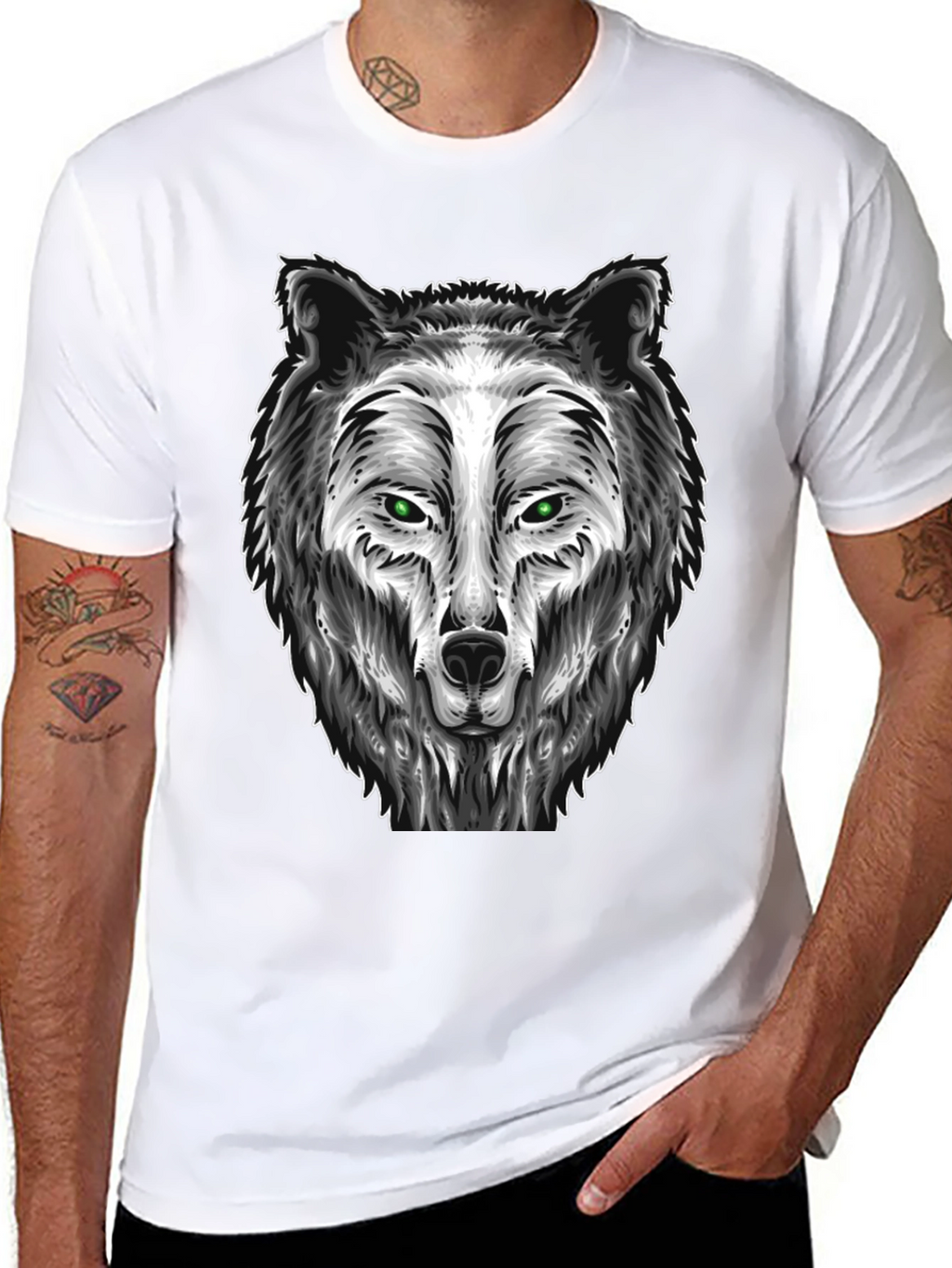 Wolf Graphic Tee - Black Cotton Blend T-Shirt