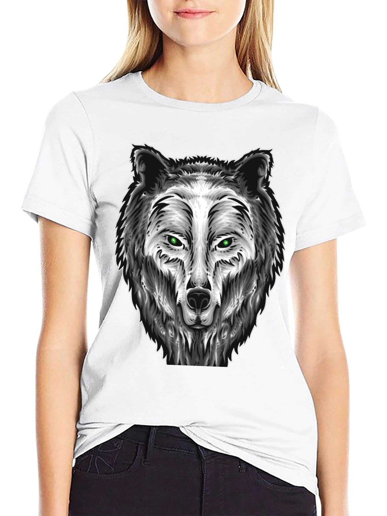 Wolf Graphic Tee - Black Cotton Blend T-Shirt