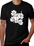 Feminist Floral Power Fist Black T-Shirt