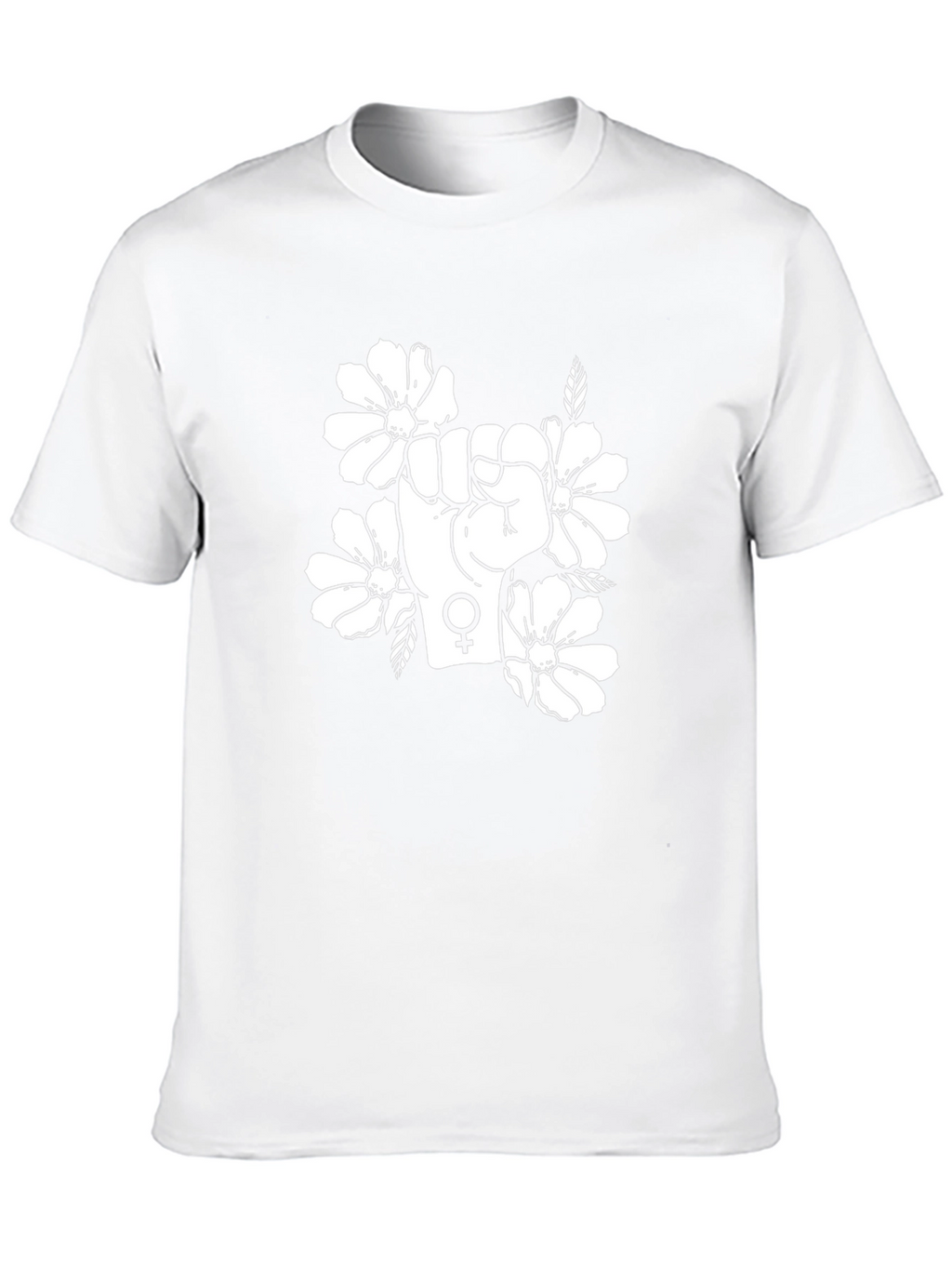 Feminist Floral Power Fist Black T-Shirt