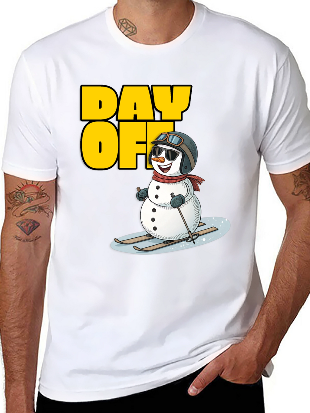Day Off Snowman T-Shirt - Skiing Holiday Tee