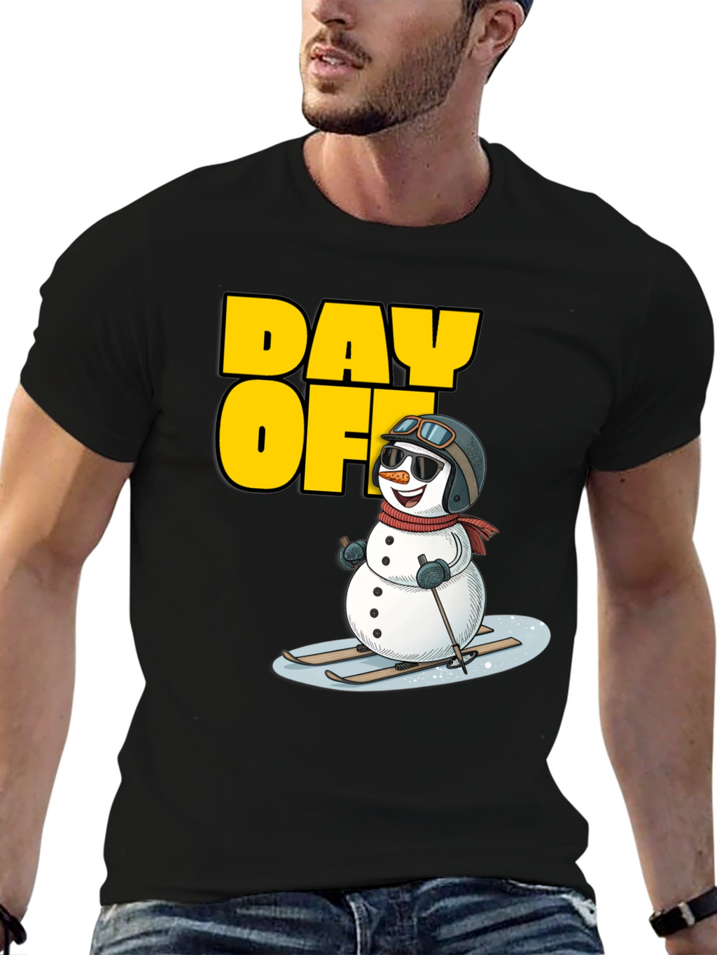 Day Off Snowman T-Shirt - Skiing Holiday Tee