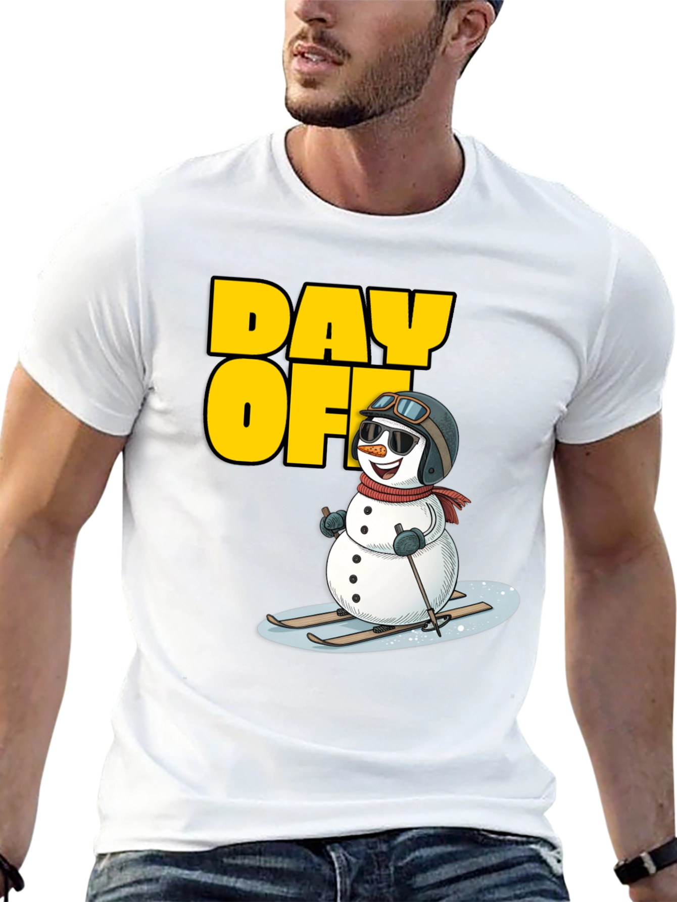 Day Off Snowman T-Shirt - Skiing Holiday Tee