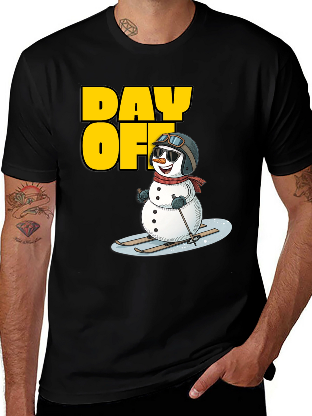 Day Off Snowman T-Shirt - Skiing Holiday Tee