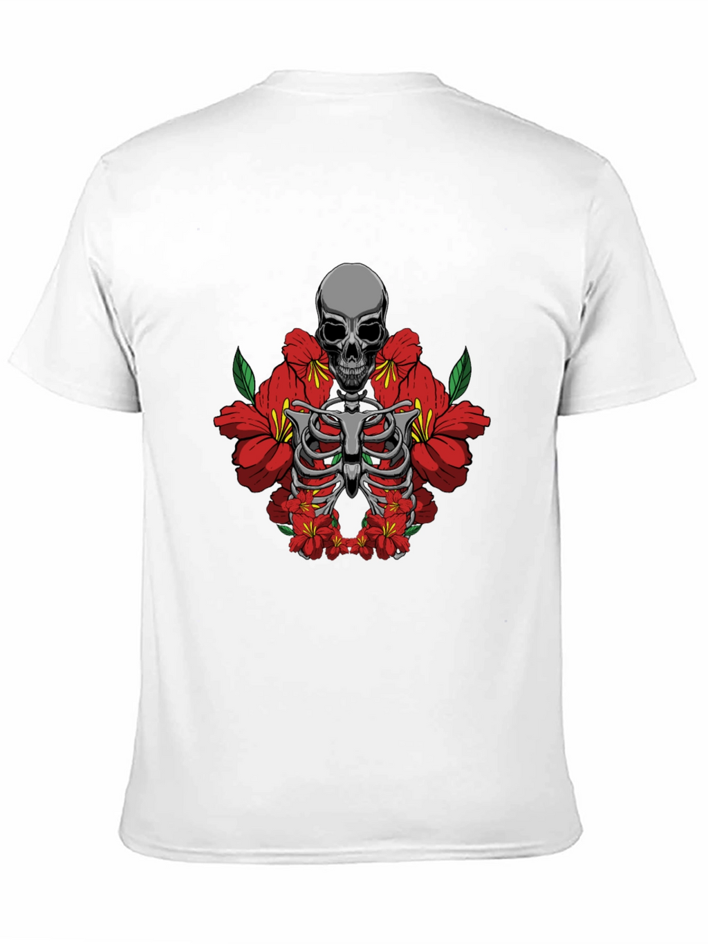 Skull & Flowers Graphic Tee - Black