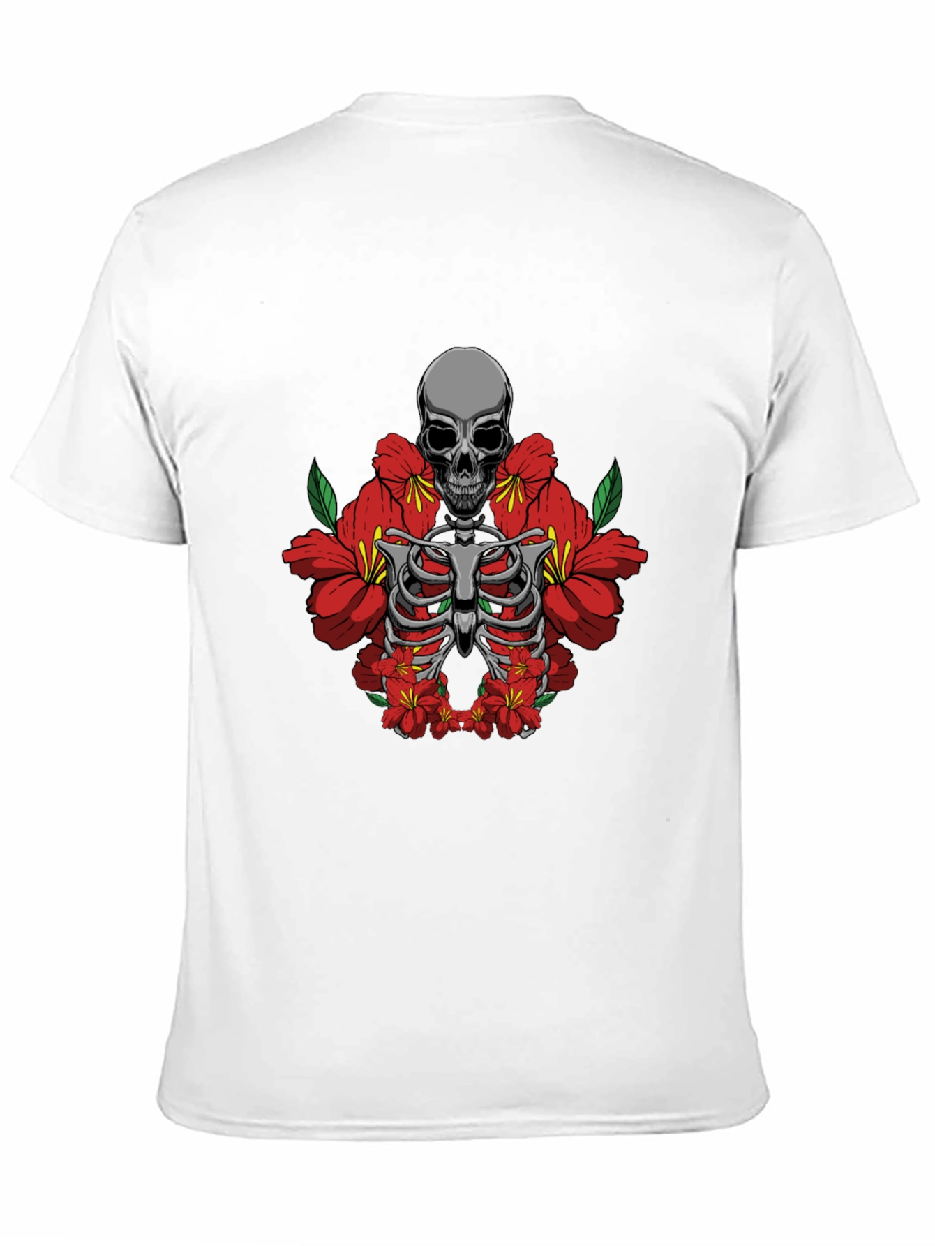 Skull & Flowers Graphic Tee - Black