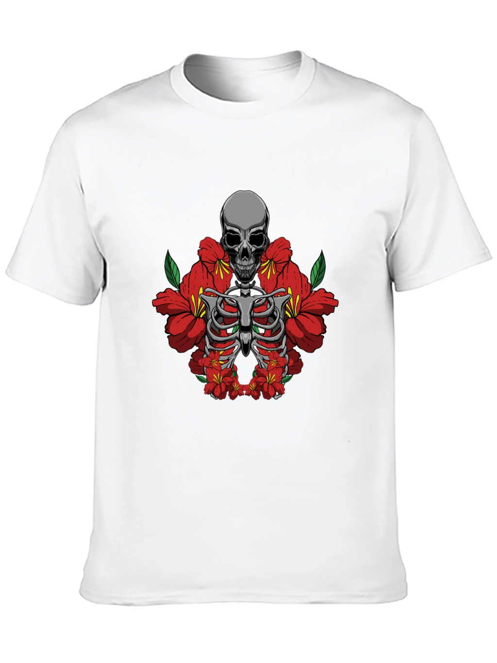 Skull & Flowers Graphic Tee - Black