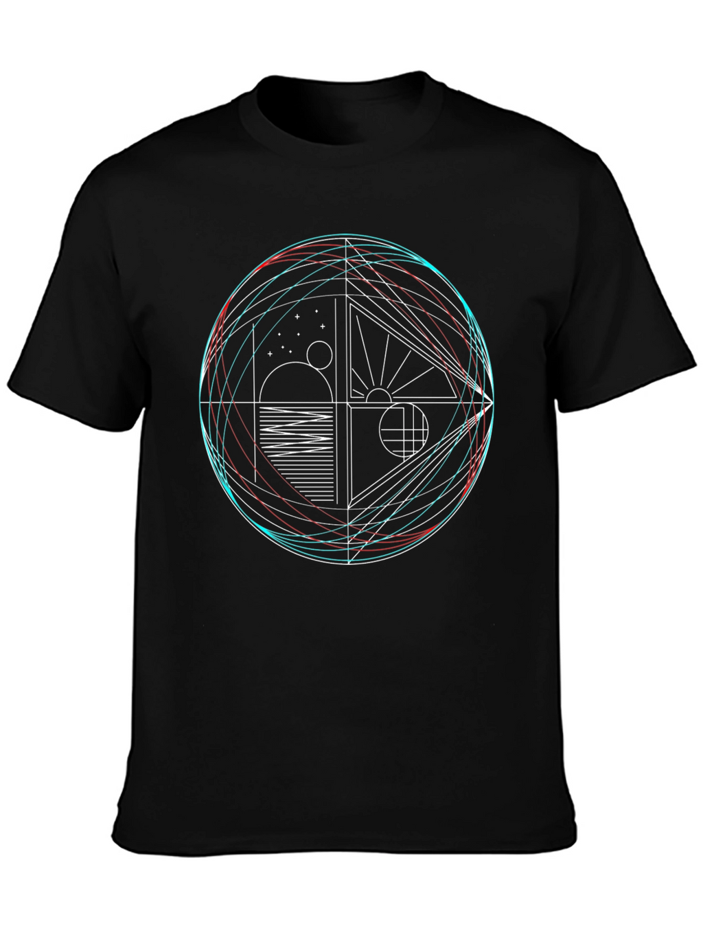 Geometric Graphic Print Crew Neck T-Shirt