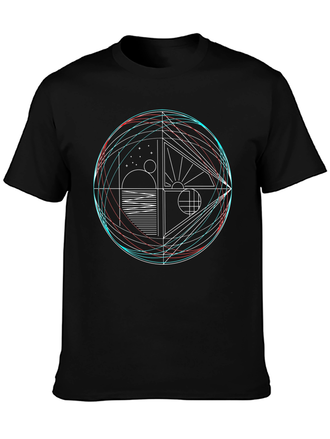 Geometric Graphic Print Crew Neck T-Shirt