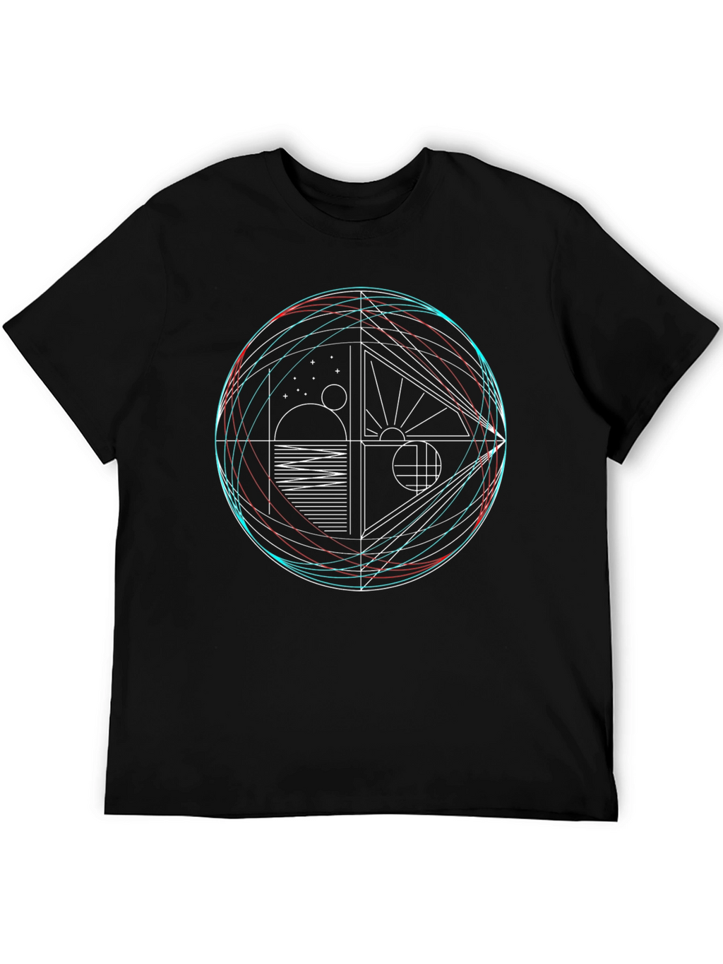 Geometric Graphic Print Crew Neck T-Shirt