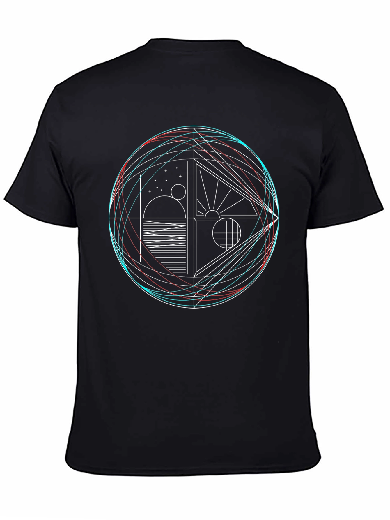 Geometric Graphic Print Crew Neck T-Shirt