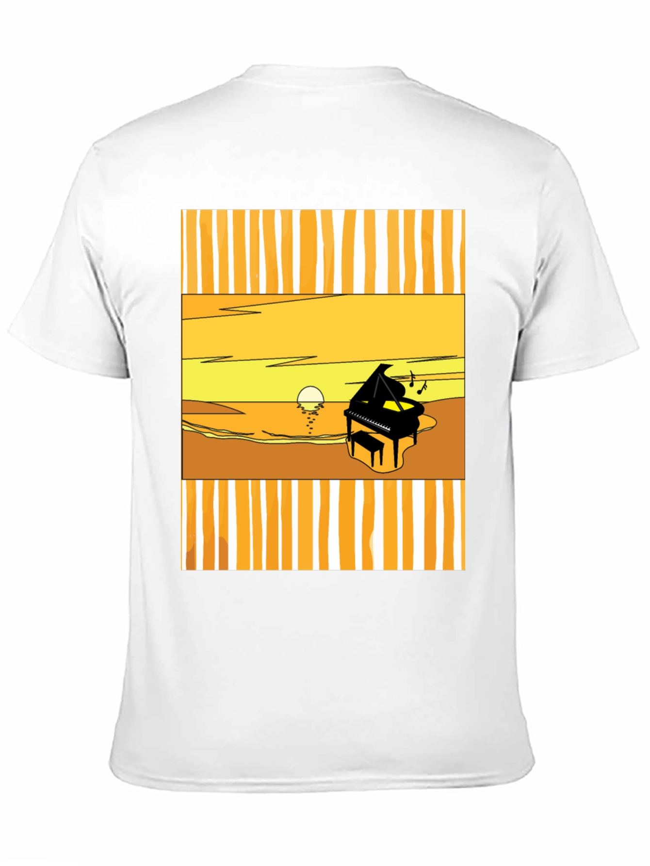 Sunset Piano Graphic Tee - Black Cotton T-Shirt