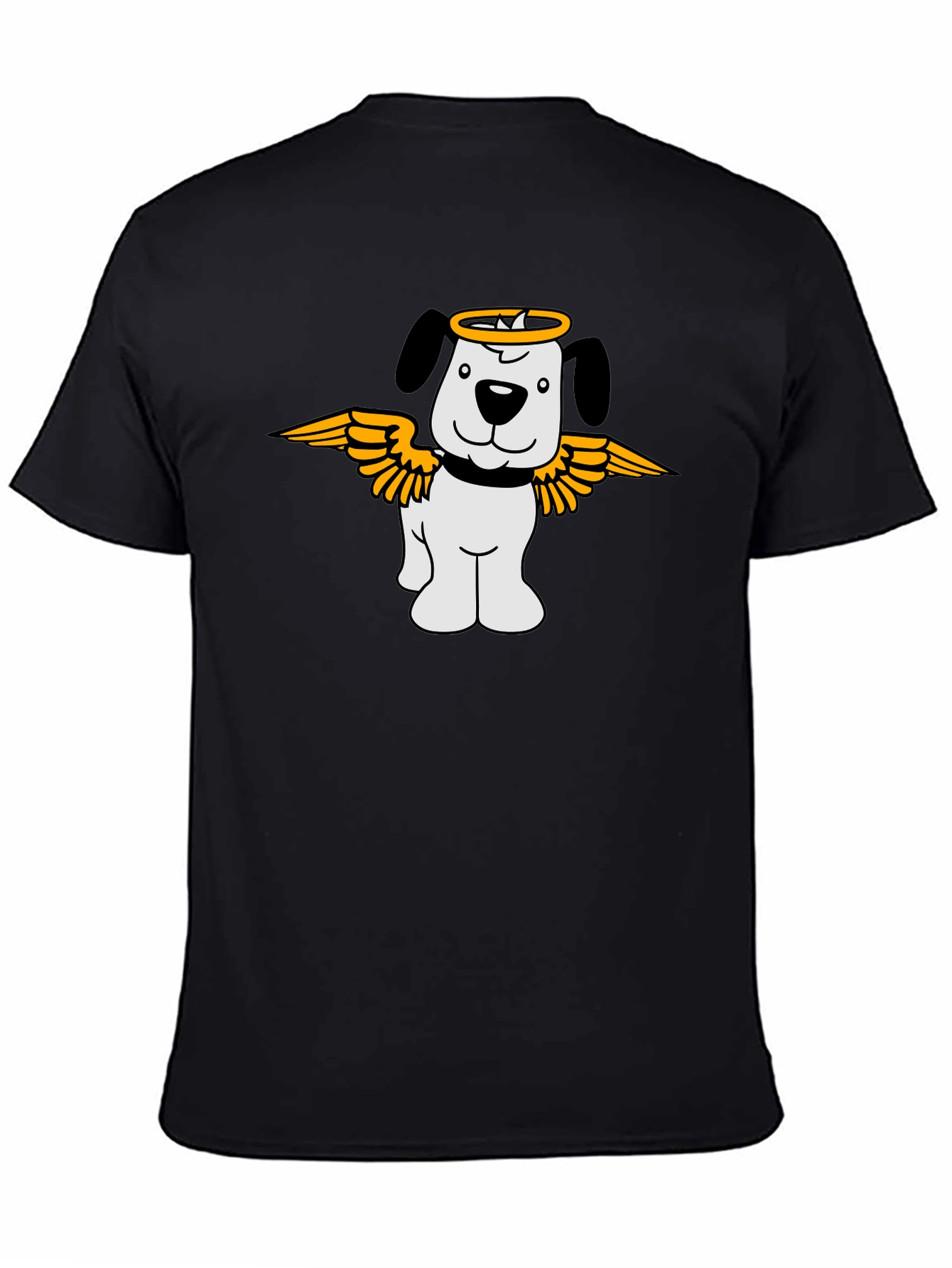 Angel Dog Graphic T-Shirt - Black Cotton Tee