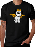 Angel Dog Graphic T-Shirt - Black Cotton Tee