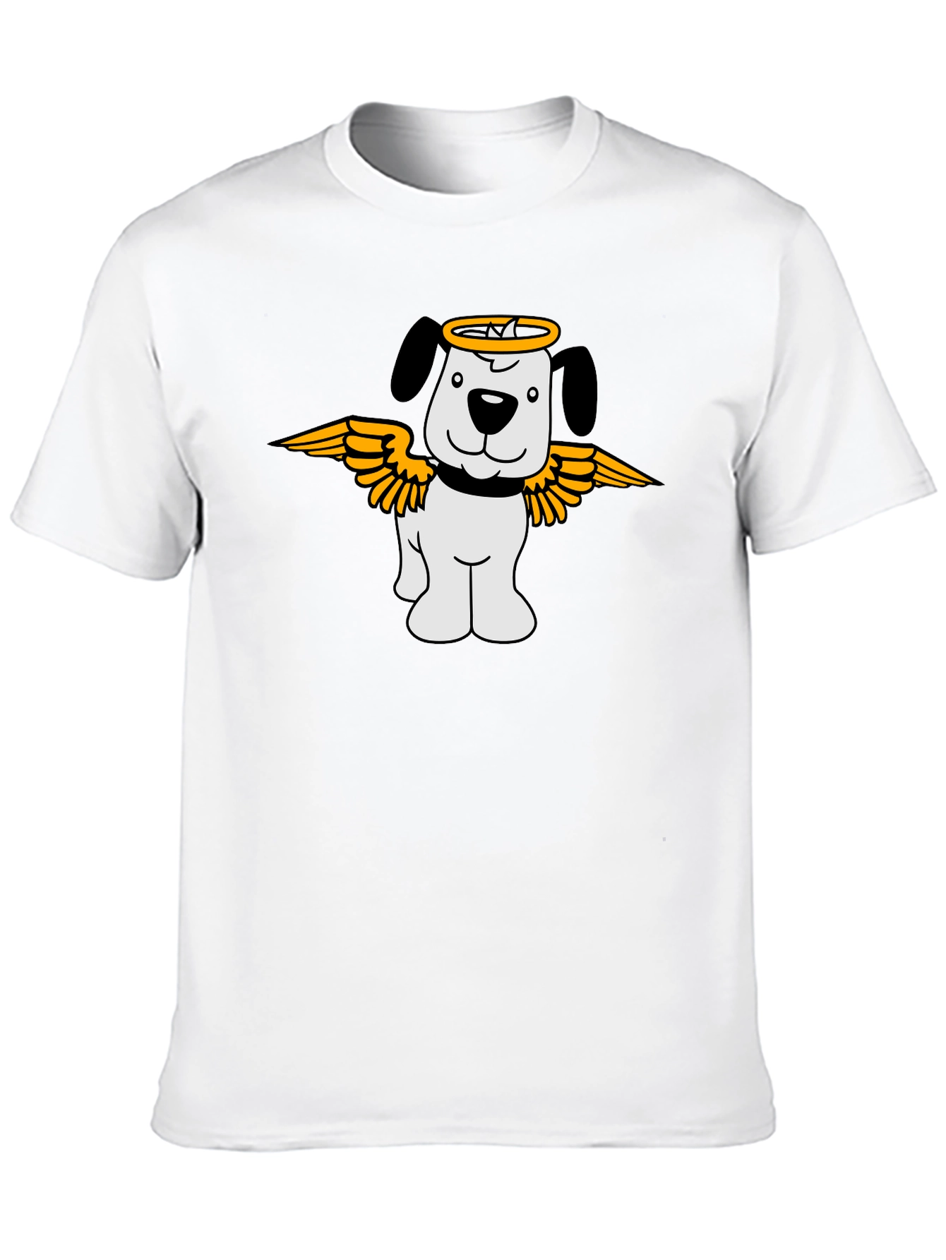 Angel Dog Graphic T-Shirt - Black Cotton Tee